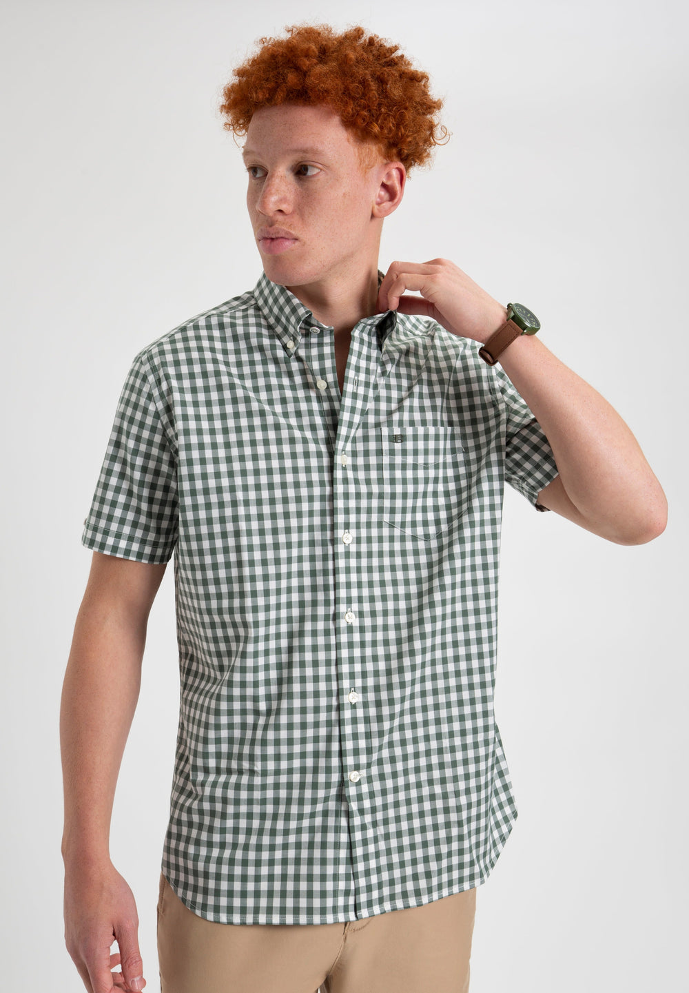 Chemises Ben Sherman House Poplin Gingham Vert Olive | BNW-79915899